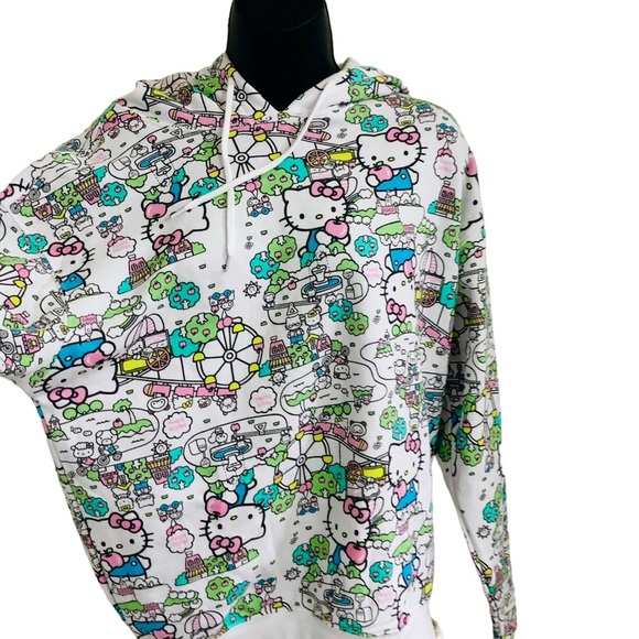 Hello kitty graphic print hello kitty city park monogram cozy hoodie size medium - Picture 15 of 16